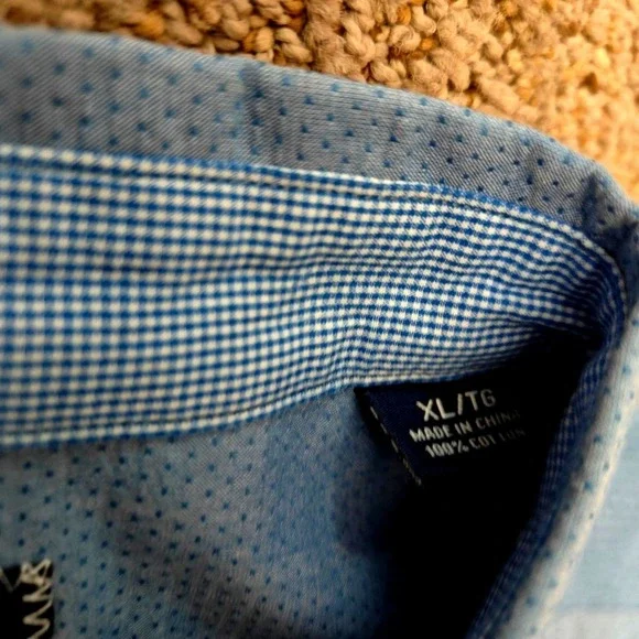 Tommy Bahama Mens XL Blue Micro Dot Cotton Long Sleeve Button Up Shirt T311801 - Picture 5 of 12